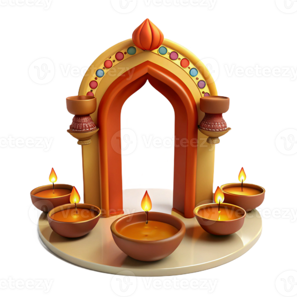Ornate Archway with Burning Candles png