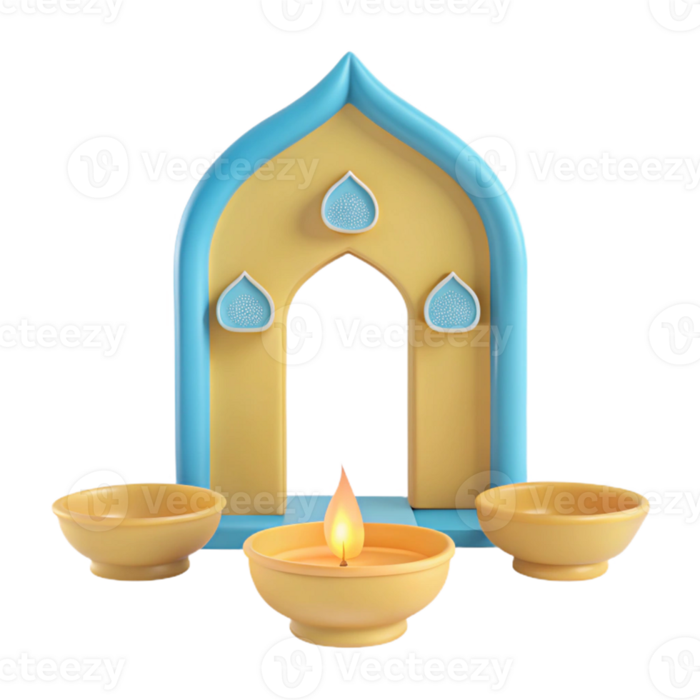 3D Render of a Decorative Arch with Candles png