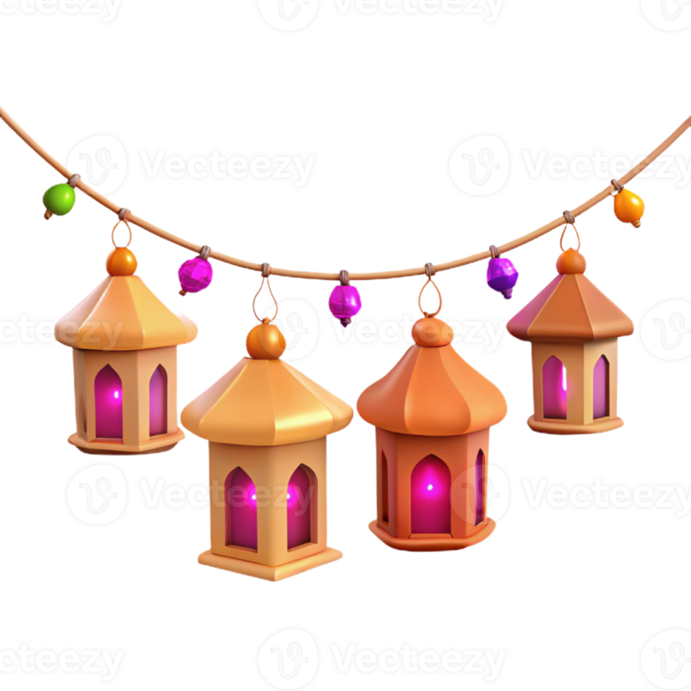 String of Festive Lanterns with Colorful Beads png