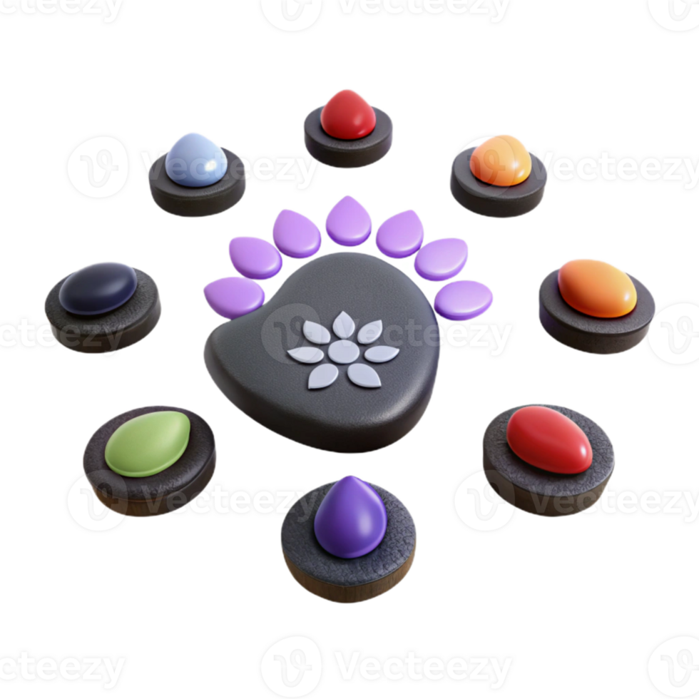 Colorful 3D Objects Arranged in a Circular Pattern png