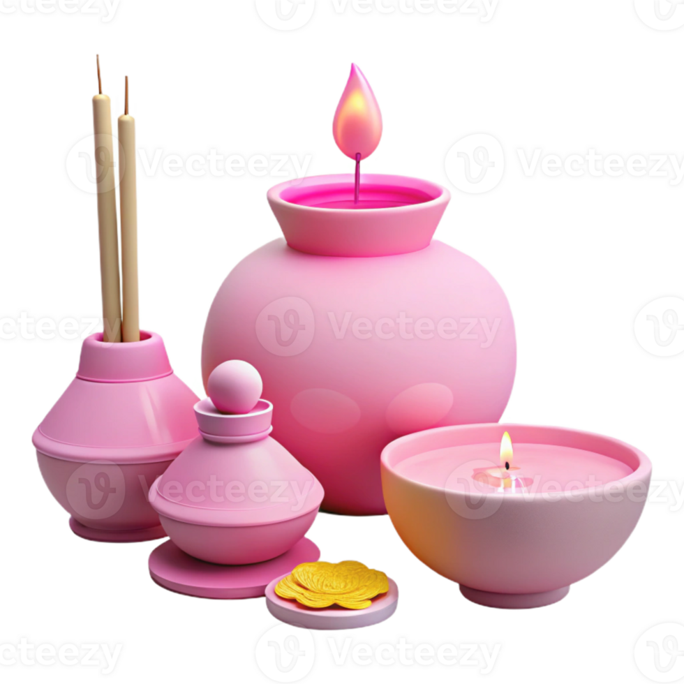 Rosa vela conjunto com incenso Gravetos png