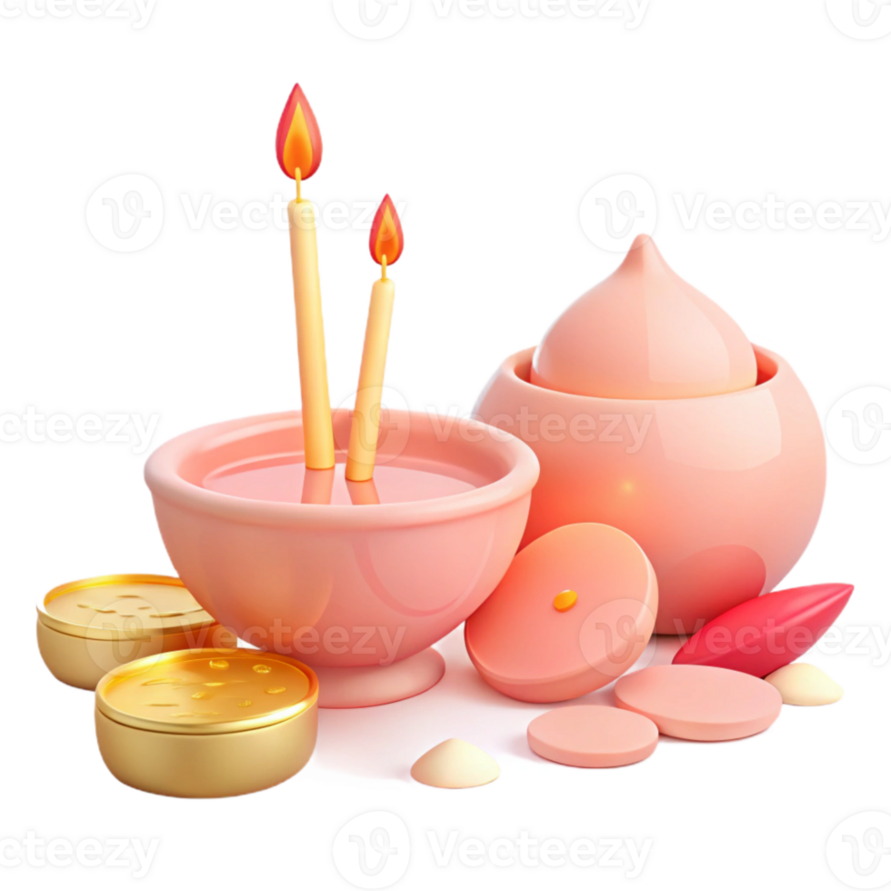 Pink and Gold Ritualistic Candle Set png
