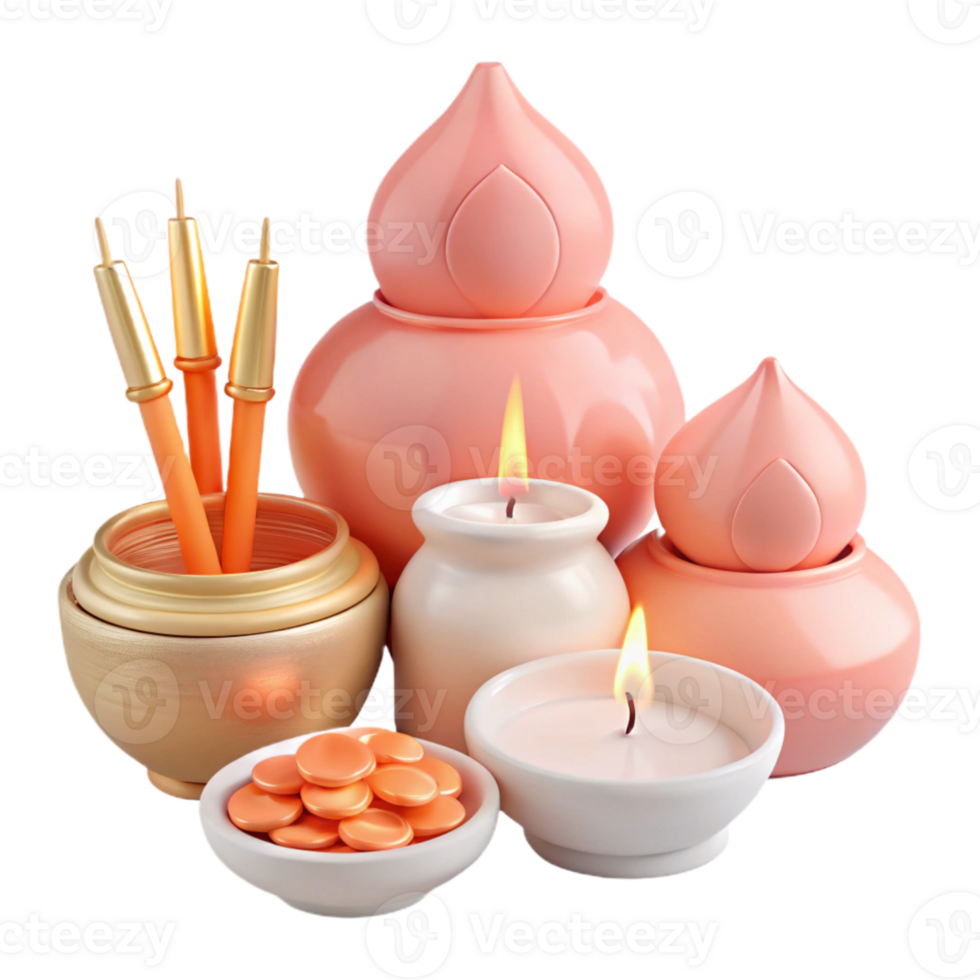 Still Life with Candles, Incense, and Decorative Objects png