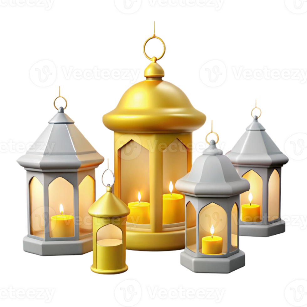 Ornamental Lanterns with Burning Candles png