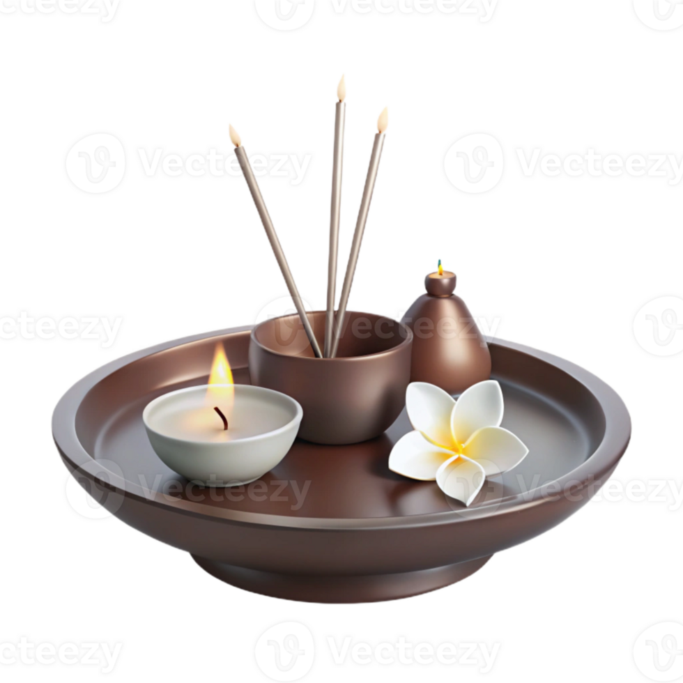 Spa Relaxation Set with Candle, Incense, and Flower png