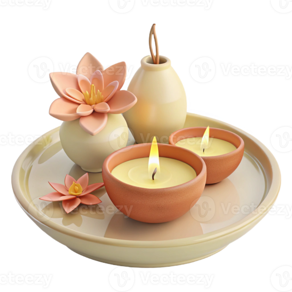 Spa Relaxation with Candles and Flowers png