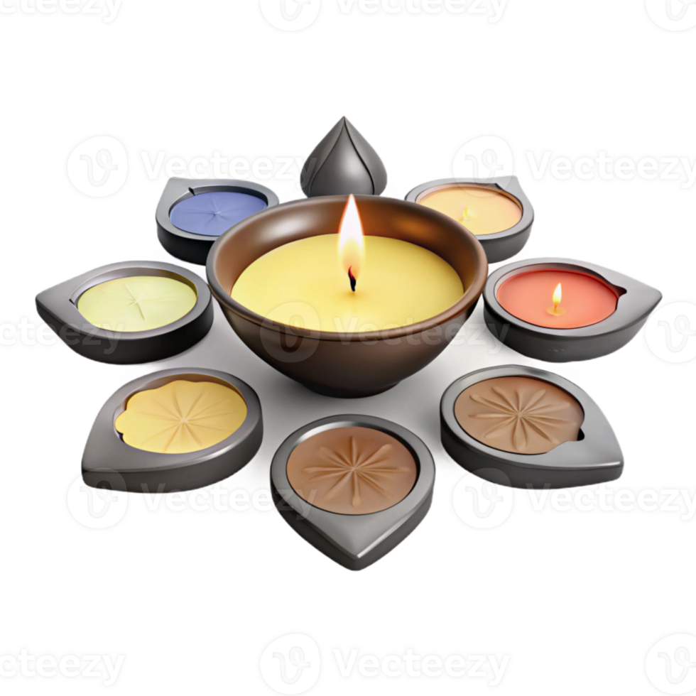 Colorful Candles in a Circle Around a Lit Candle png