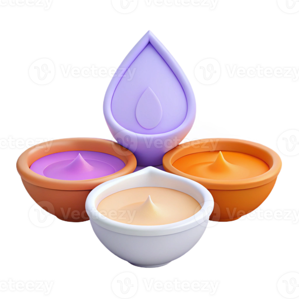 3D Render of Colorful Dipped Candles in Bowls png