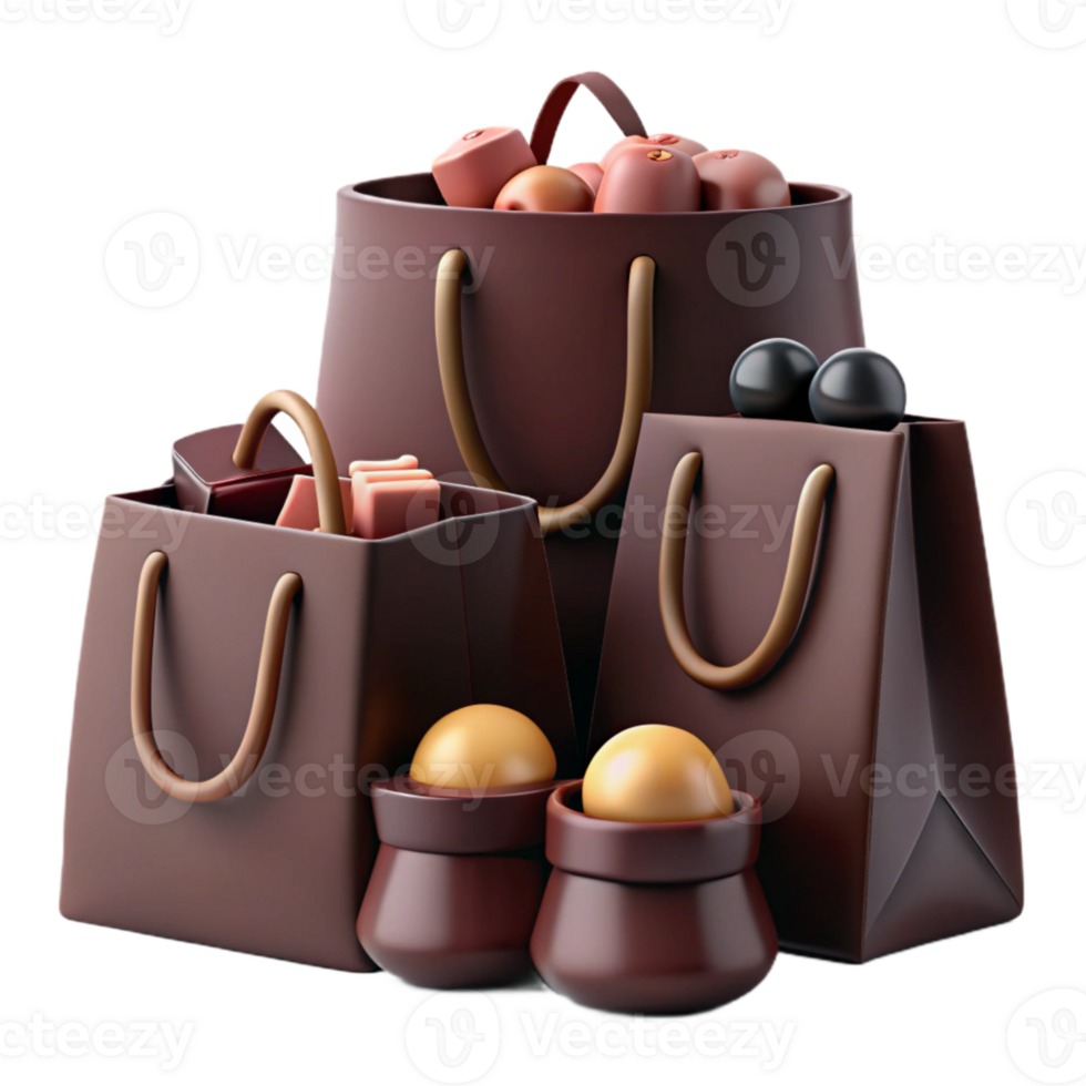 Shopping Bags and Jars with Items png