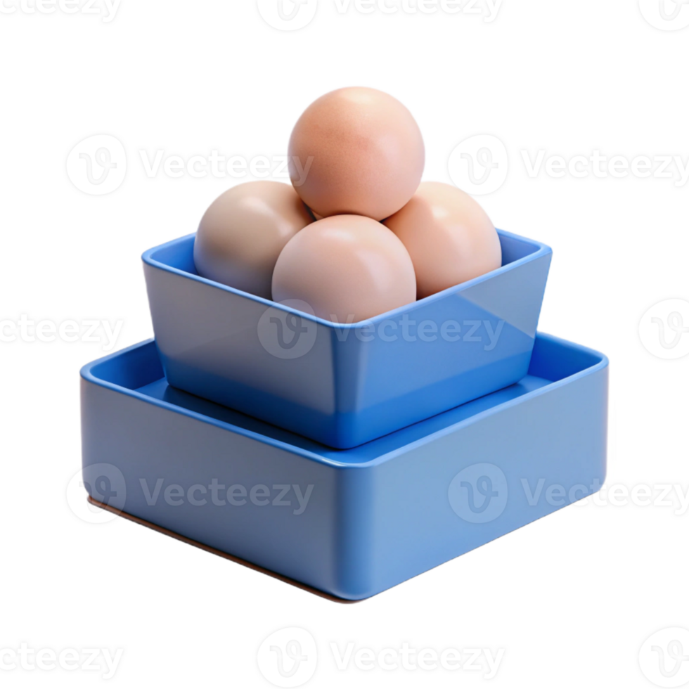Blue Square Storage Container with Eggs png