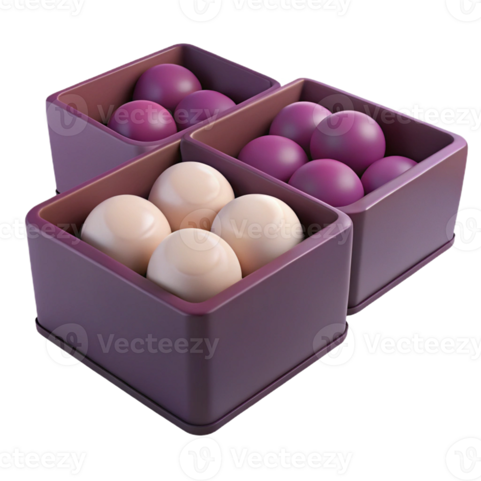 Three Square Boxes with Colorful Spheres png
