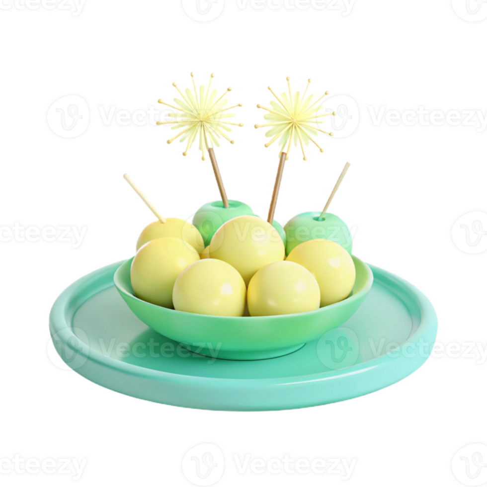 Green and Yellow Dessert Display with Starburst Toppers png