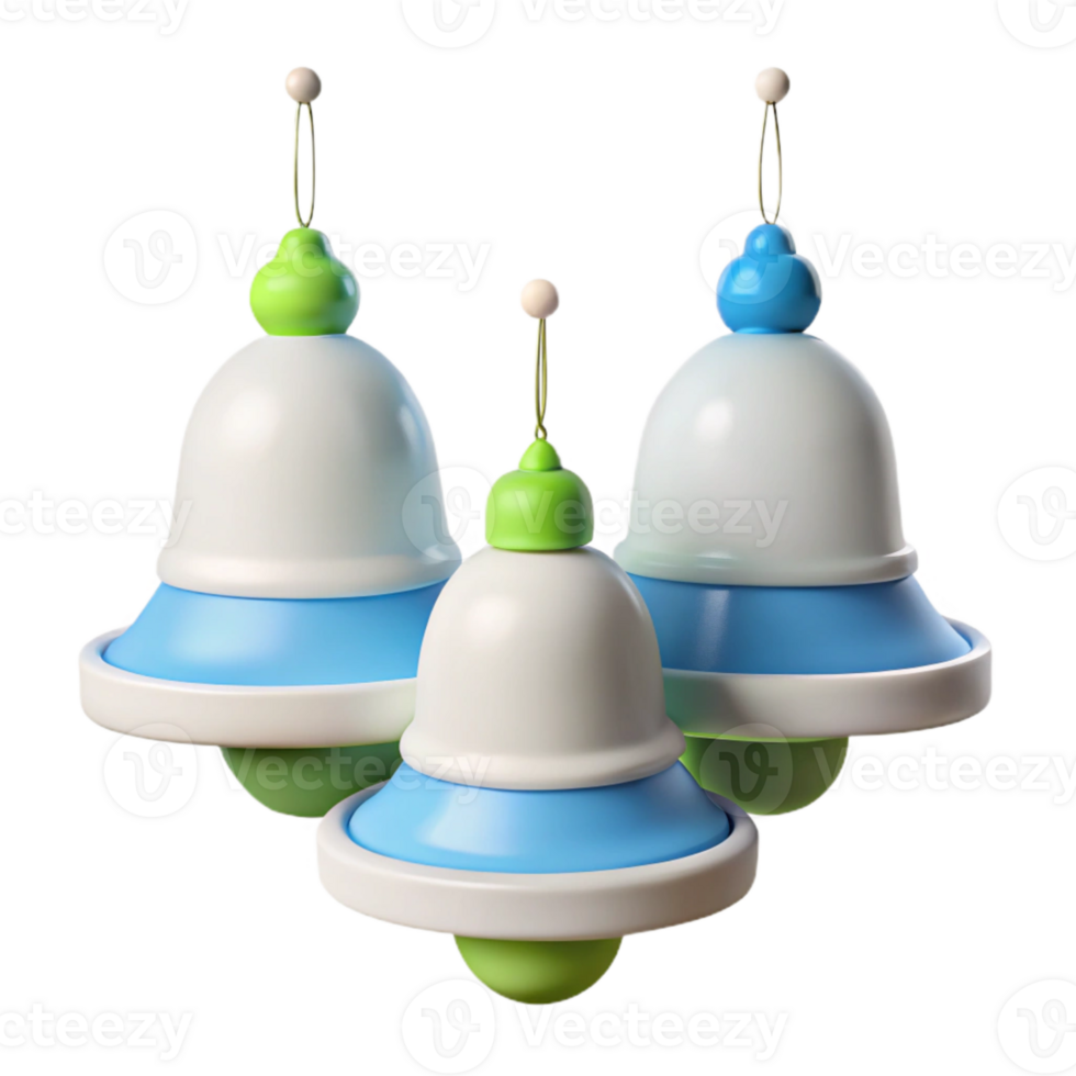 Three Colorful Bells with White and Blue Accents png
