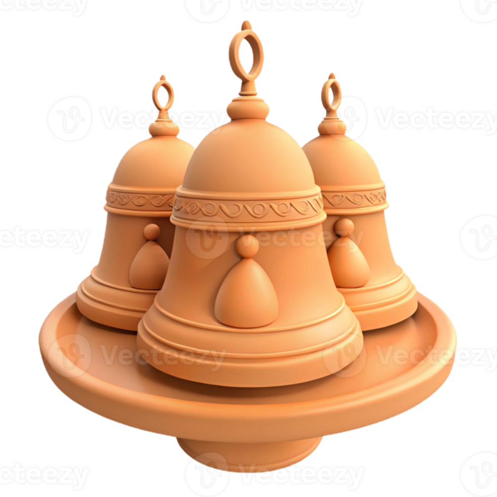 Three Decorative Bells on a Circular Base png
