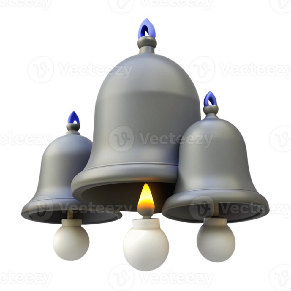 Three Bells and a Candle - 3D Rendering png