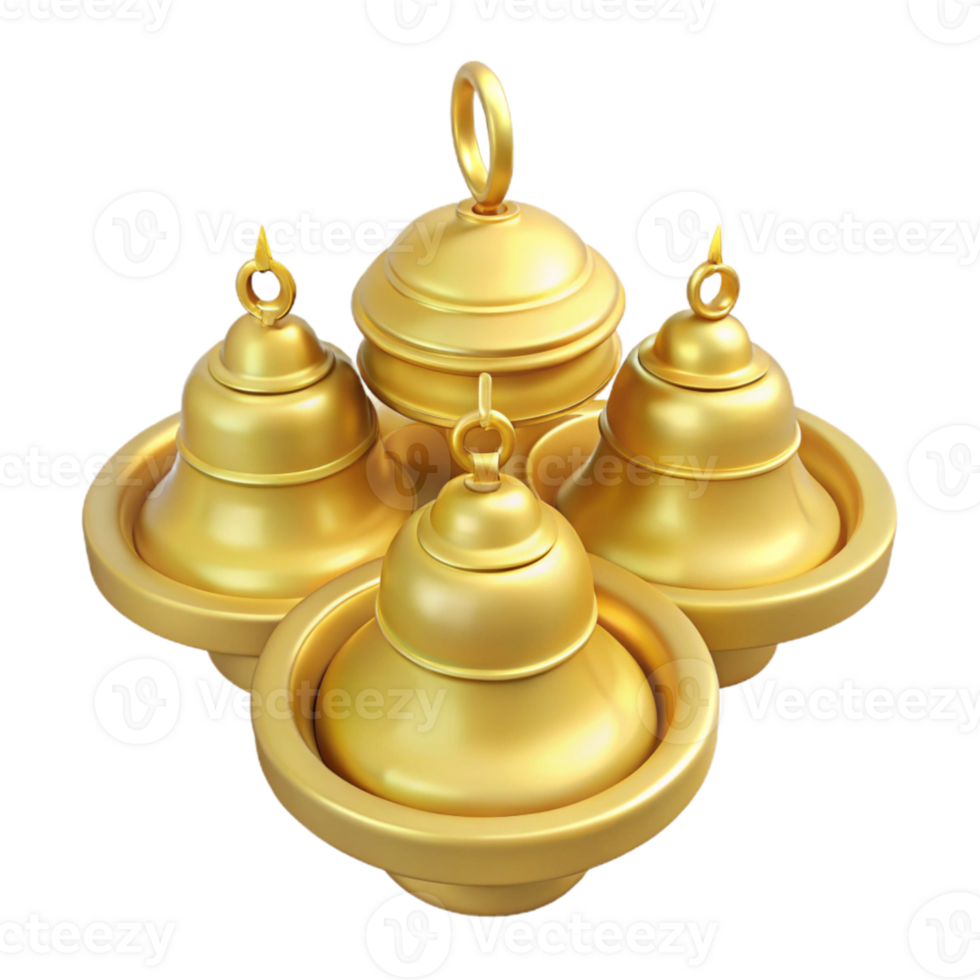 Golden Bell-Shaped Containers Set of Four png