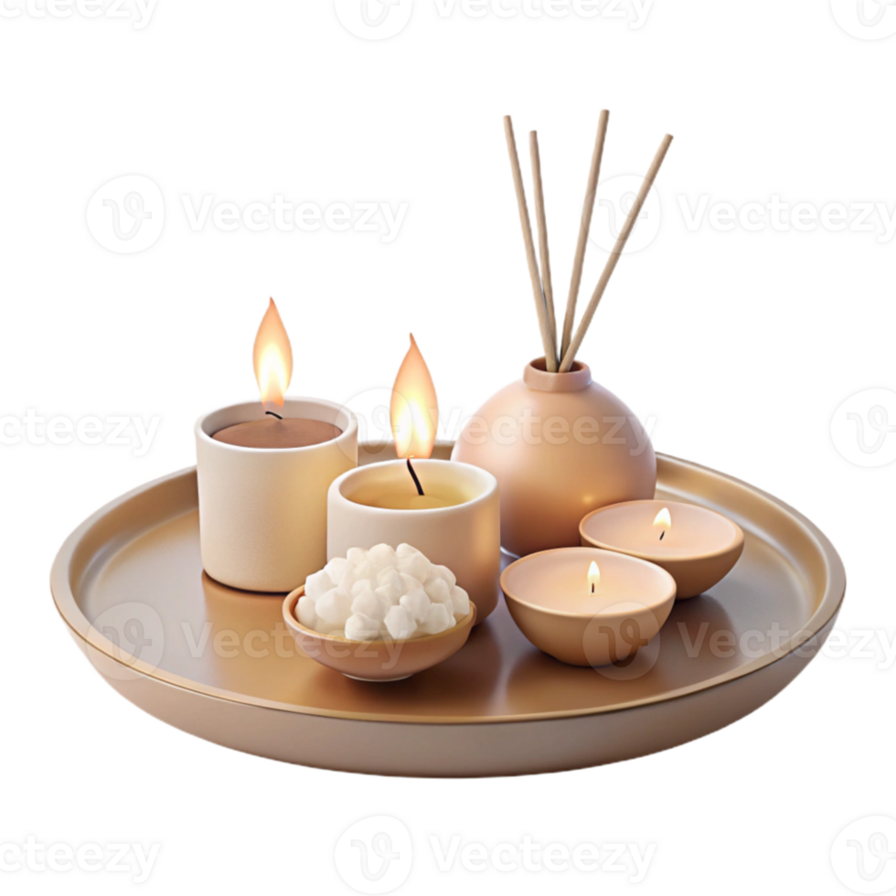 Aromatic Candles and Diffuser on a Tray png