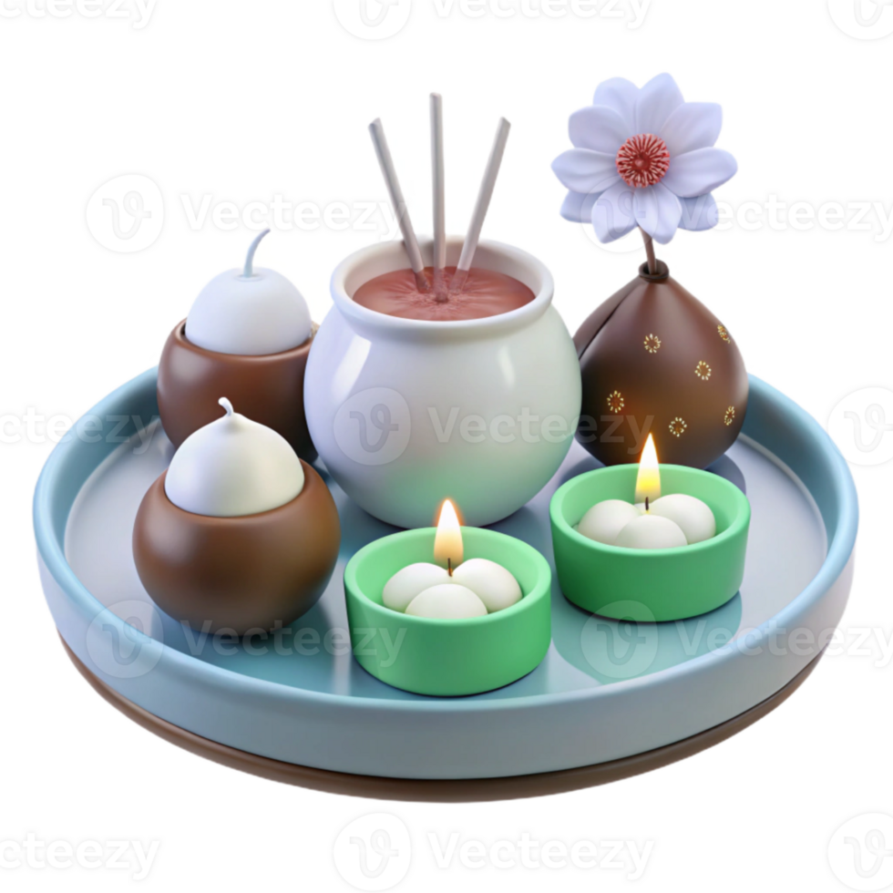perfumado velas e incenso em uma bandeja png