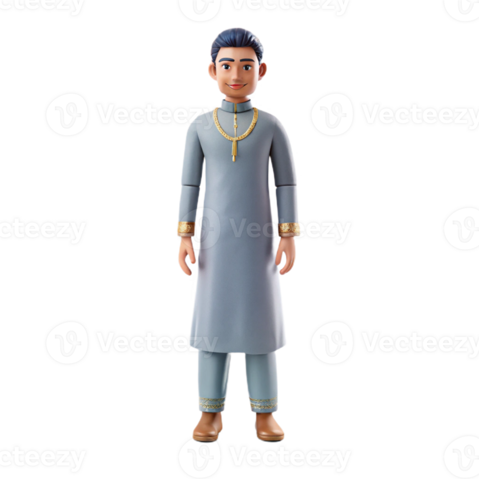 3D Cartoon Illustration of a Man in Traditional Clothing png