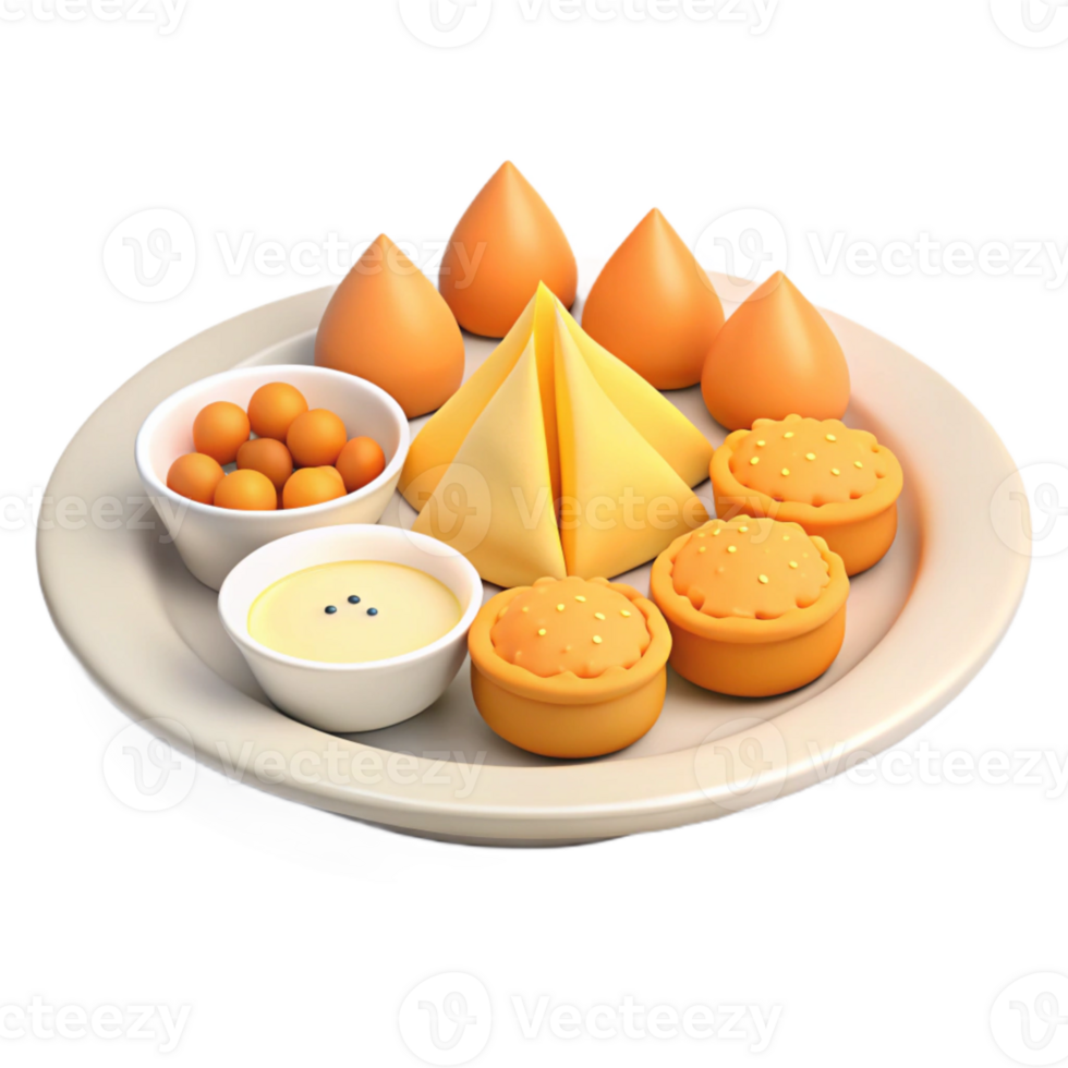 Assorted Pastry and Savory Snacks on Plate png
