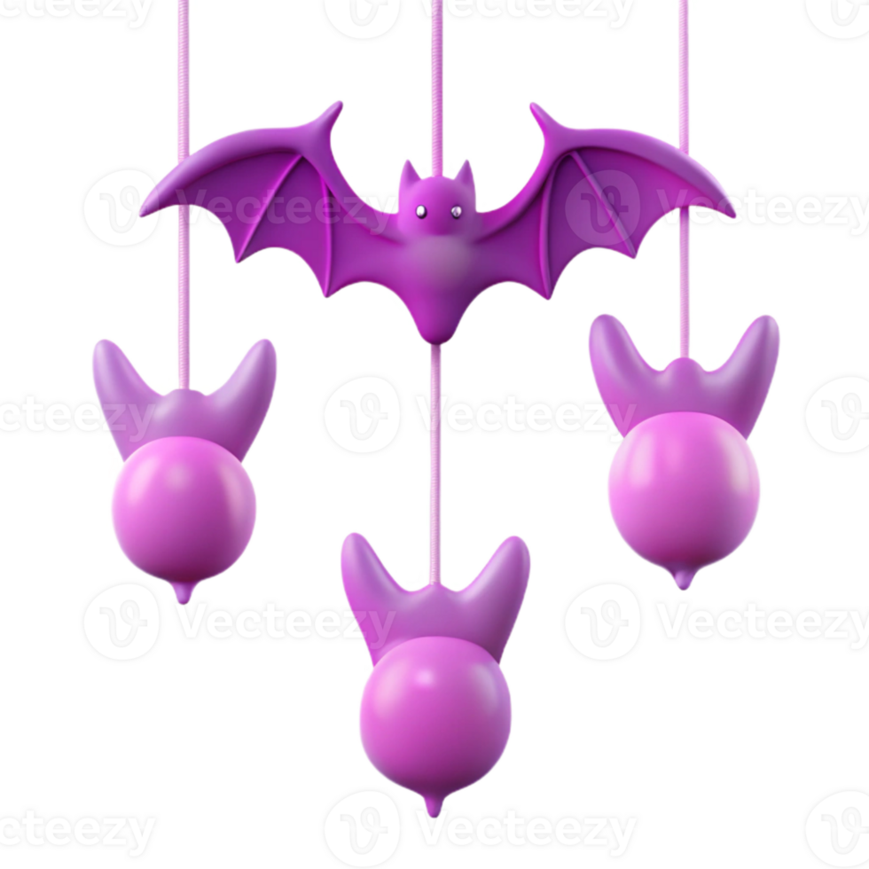 Purple Bat and Round Objects Hanging Decorations png