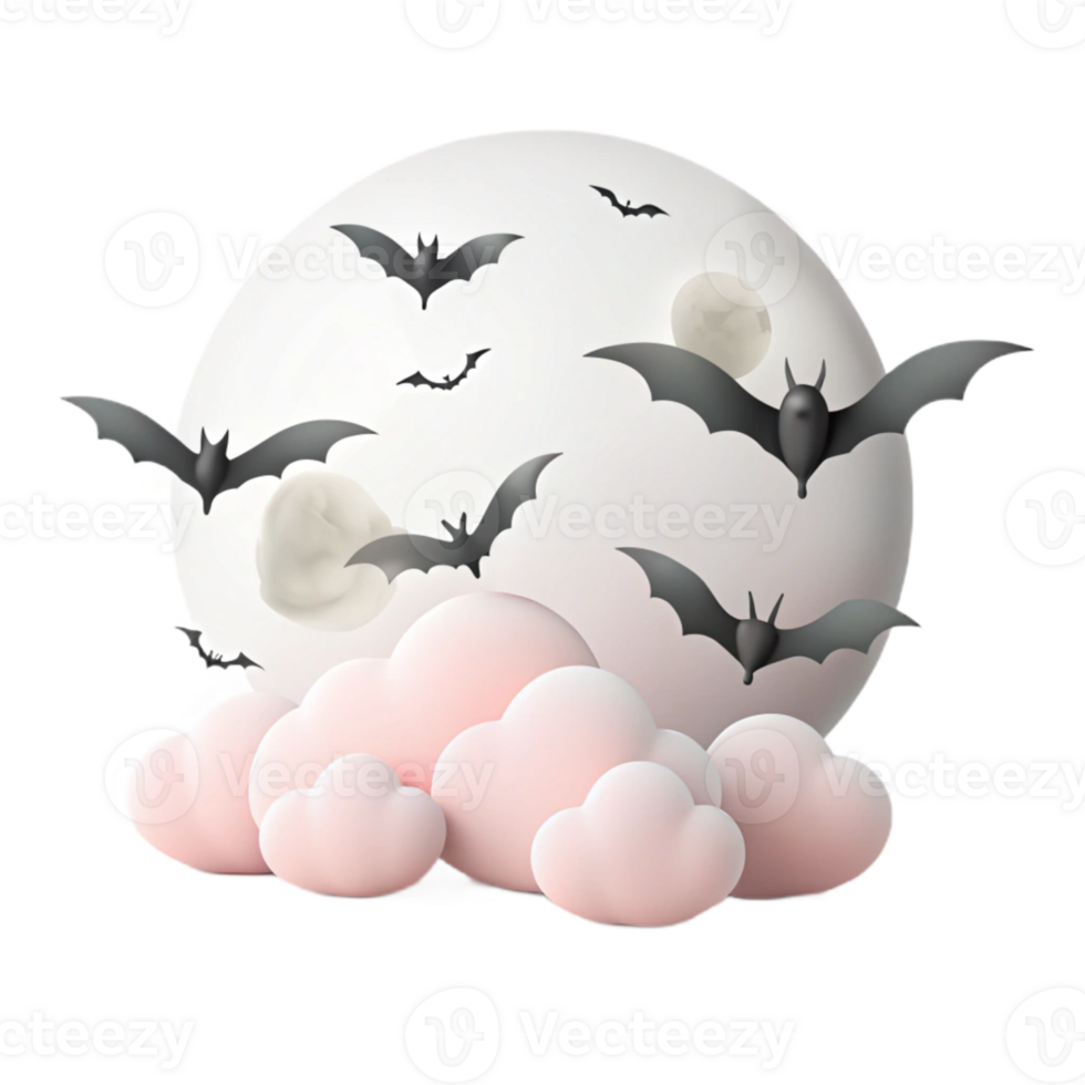 Halloween Night Sky with Bats and Clouds png