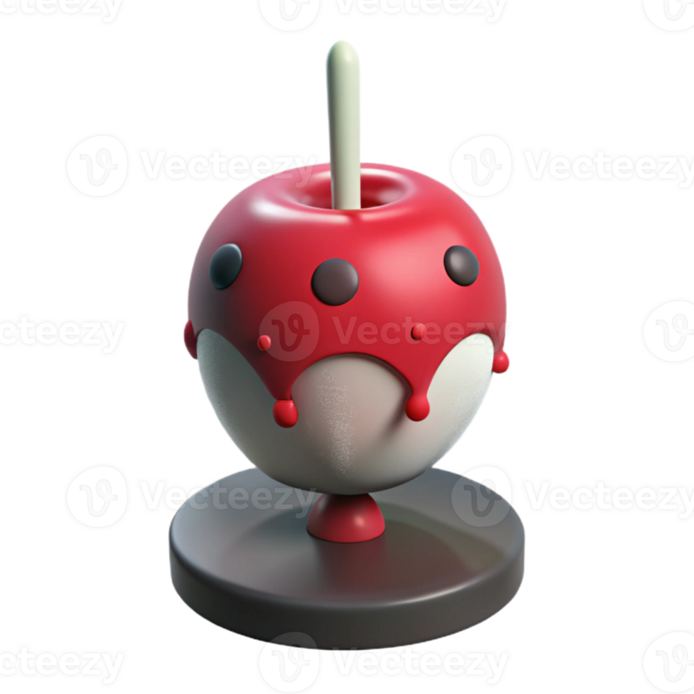 Candy Apple 3D Model with Red Glaze and White Base png