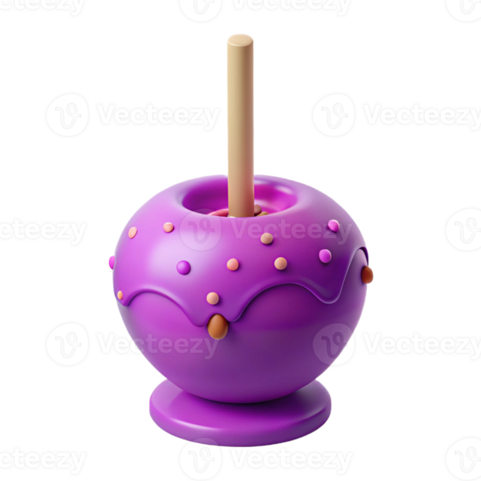 Purple Candy Apple with Sprinkles and Drizzle png