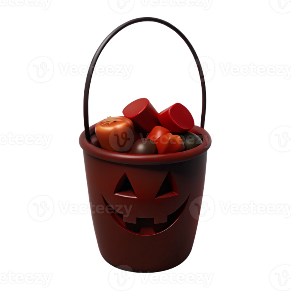 Jack-Os-Lantern Trick-or-Treat Bucket Filled with Candy png
