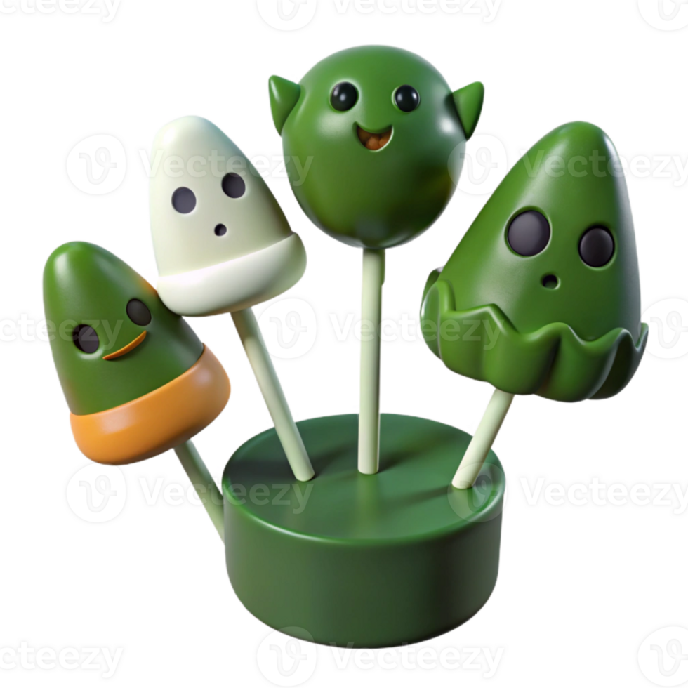 Green and White Halloween Cake Pops 51220669 PNG