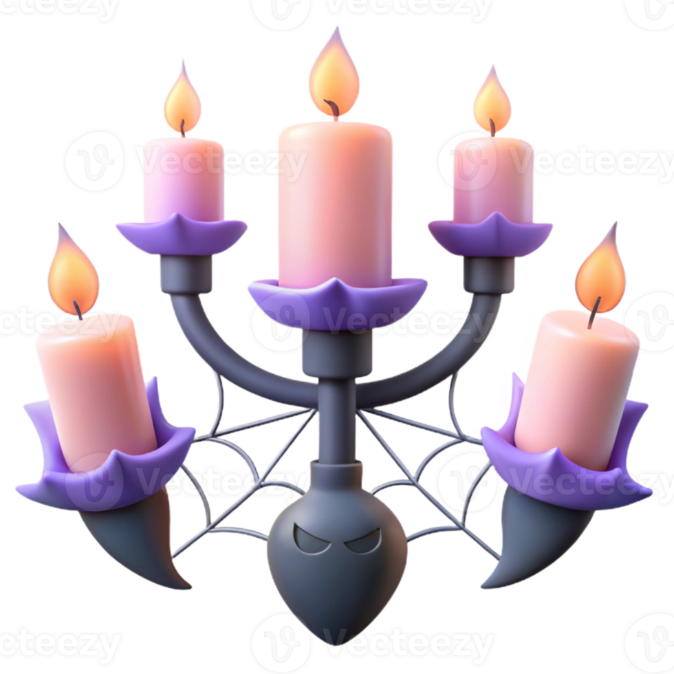 Spooky Candelabra with Candles and Spider Web png