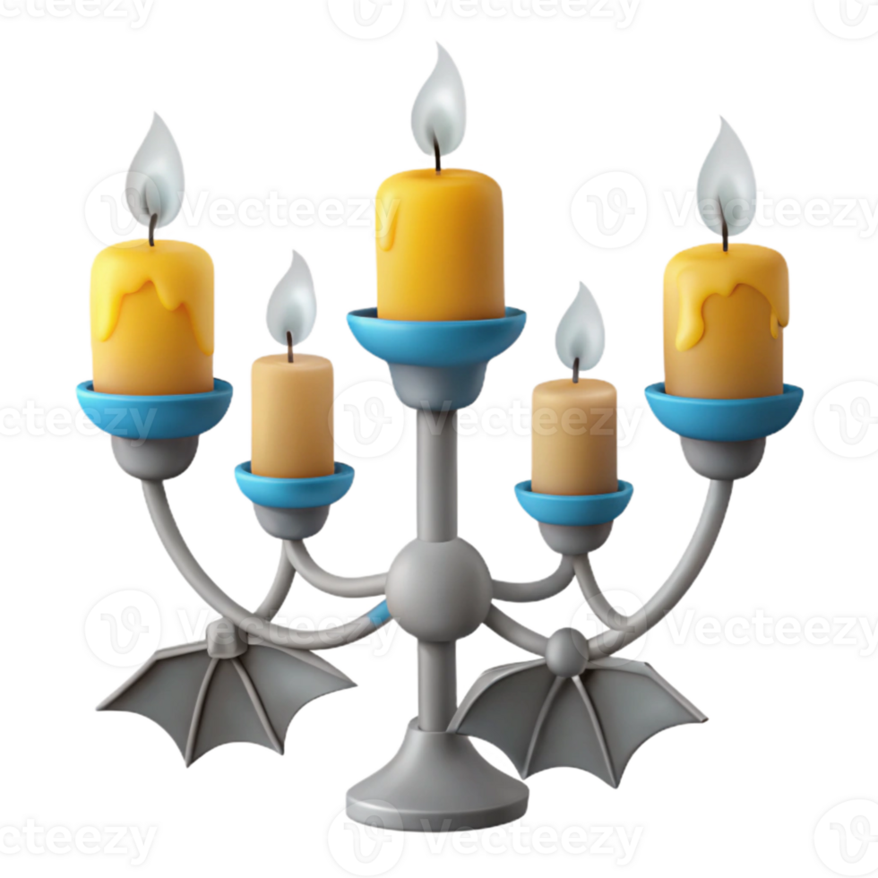 Five-Arm Candelabra with Lit Candles png