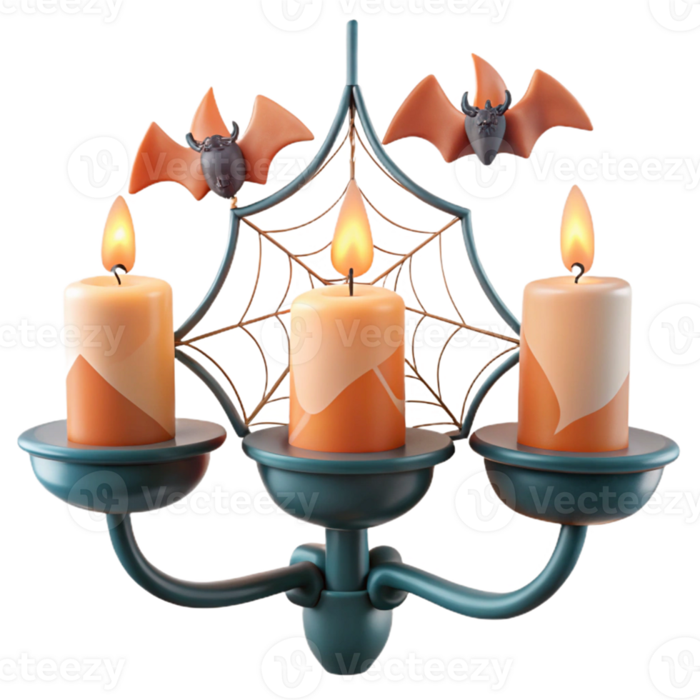 Halloween Candlestick with Bats and Spiderweb png