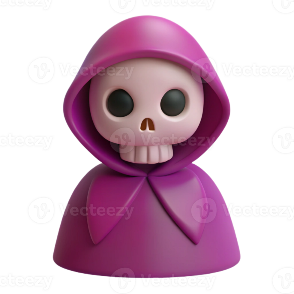 3D Cartoon Skeleton in Purple Robe png