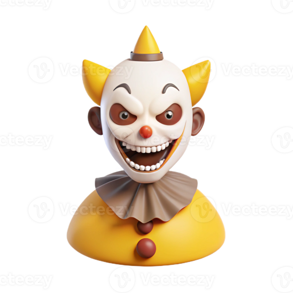 Scary Clown 3D Render png