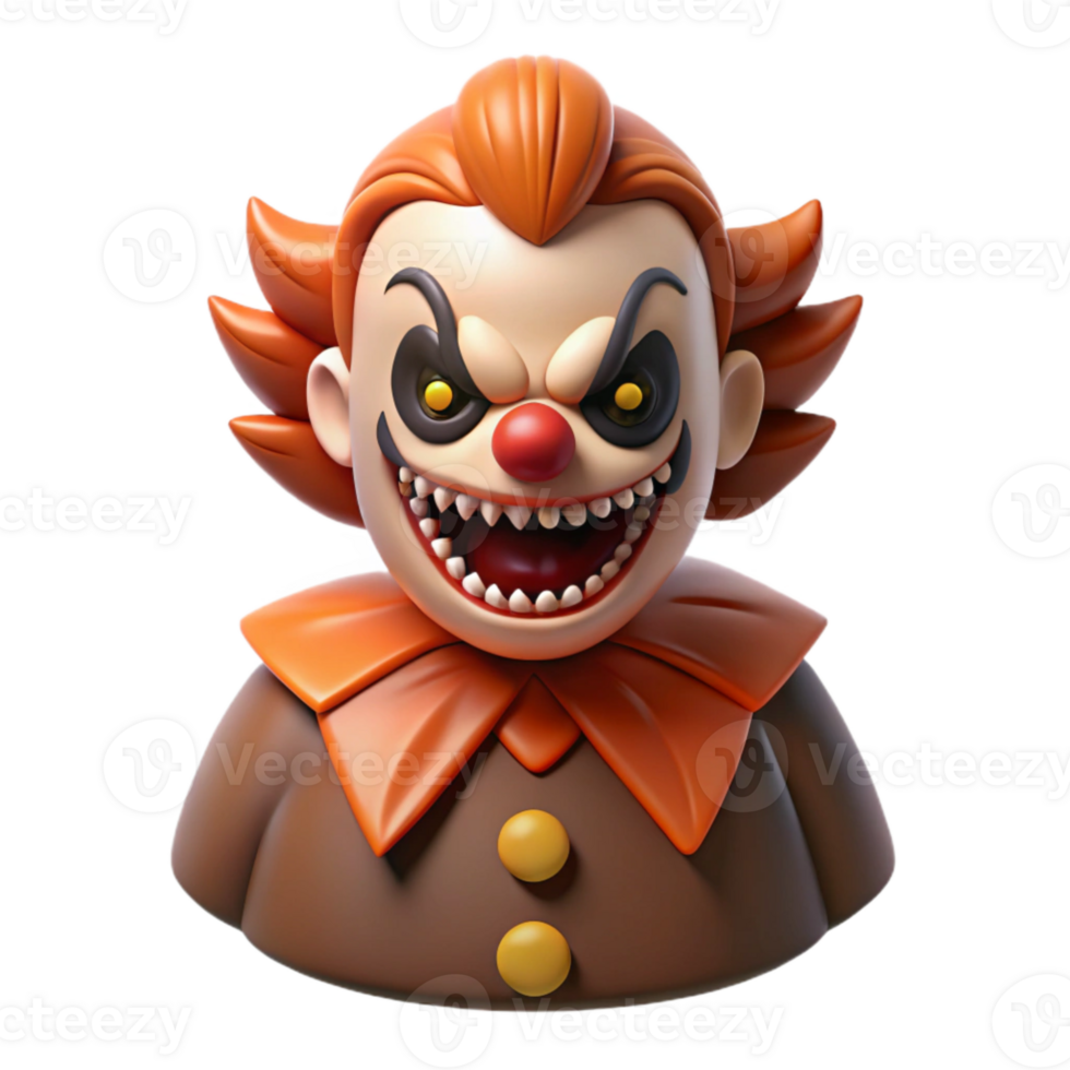 Creepy 3D Clown with Evil Grin png