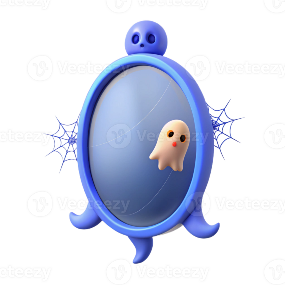 Spooky Mirror with Ghost and Spider Web png