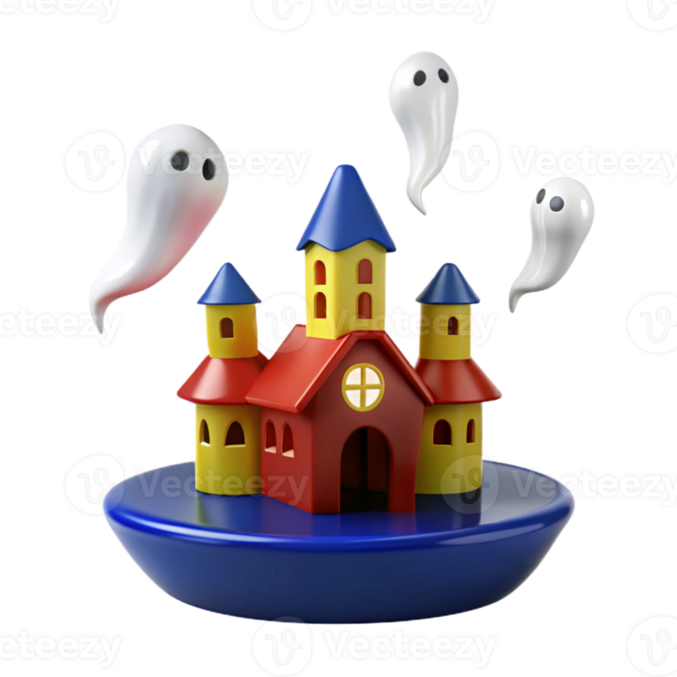 Haunted House with Ghosts 3D Render png