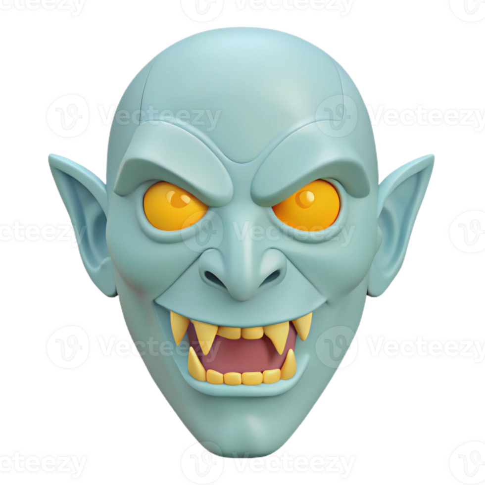 3D Rendered Cartoon Monster Face with Fangs png