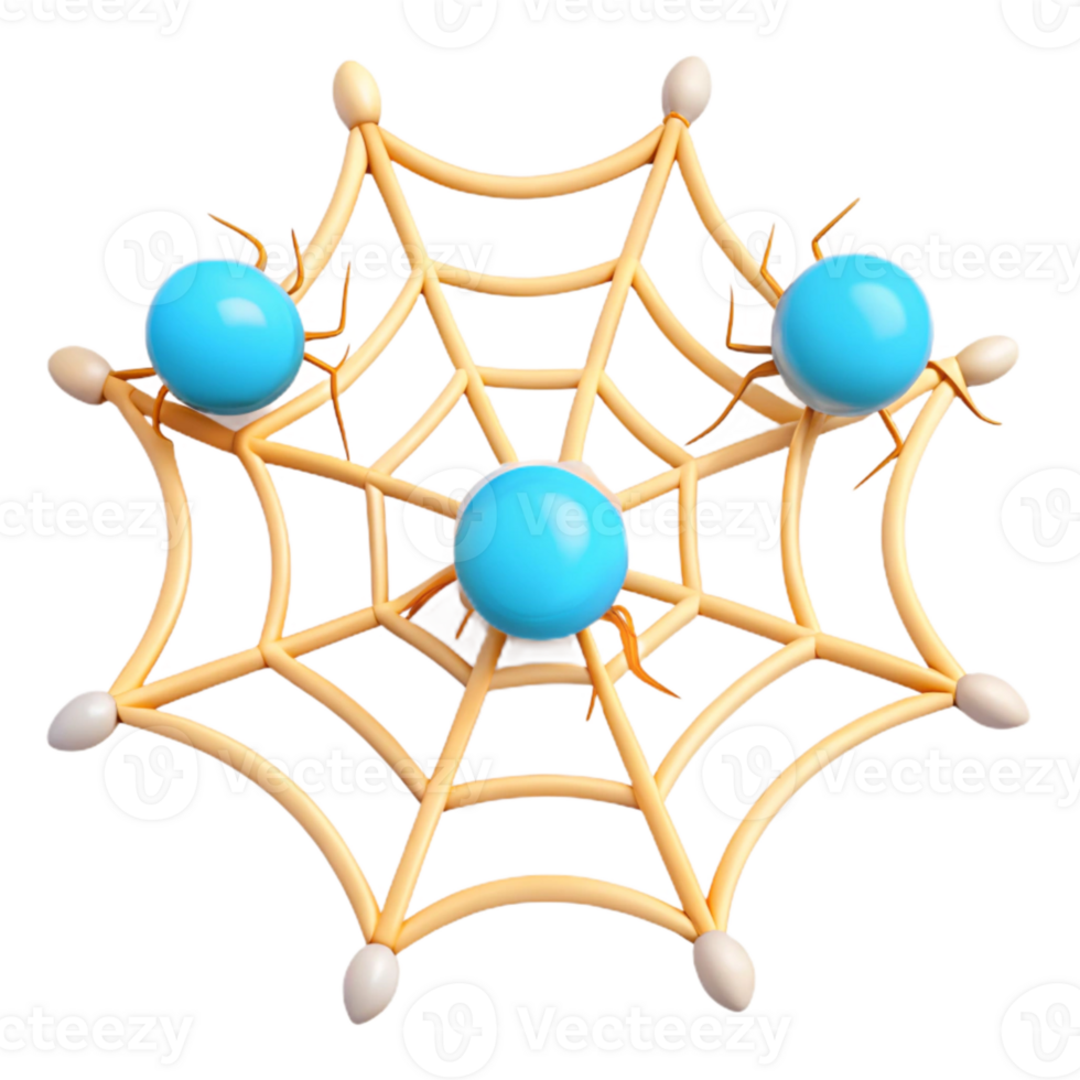 3D Render of Spiders in Web png