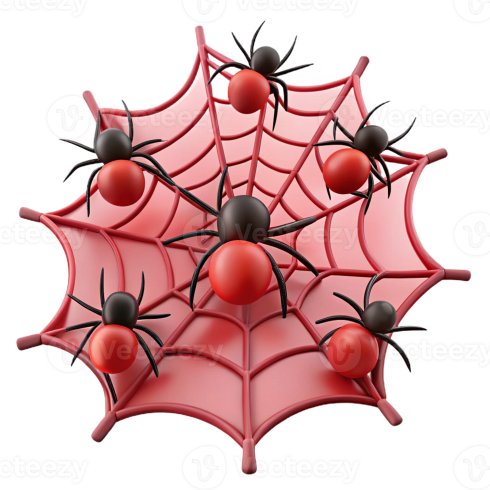 Red Spiders on Web png