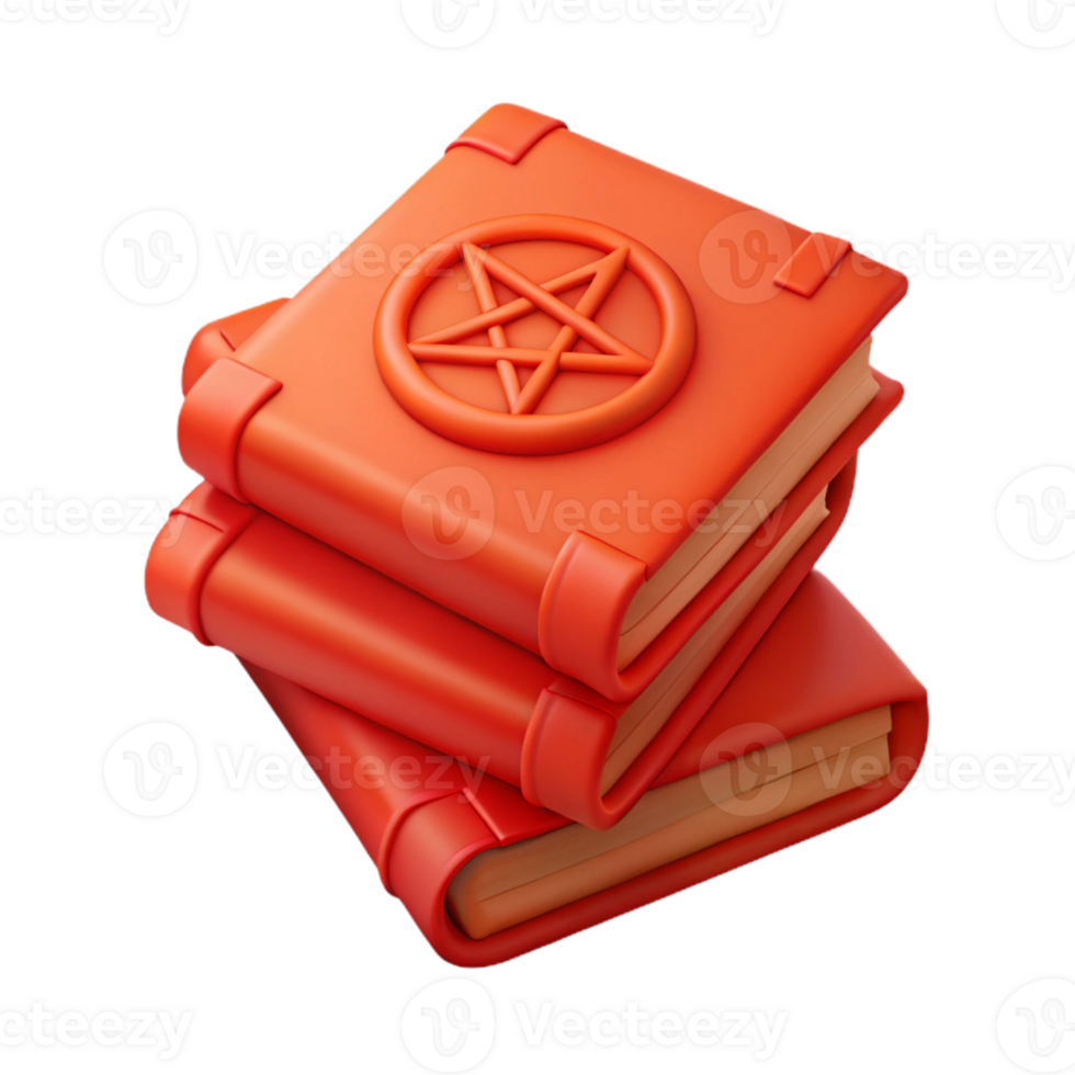 Stack of Red Books with Pentagram Symbol png