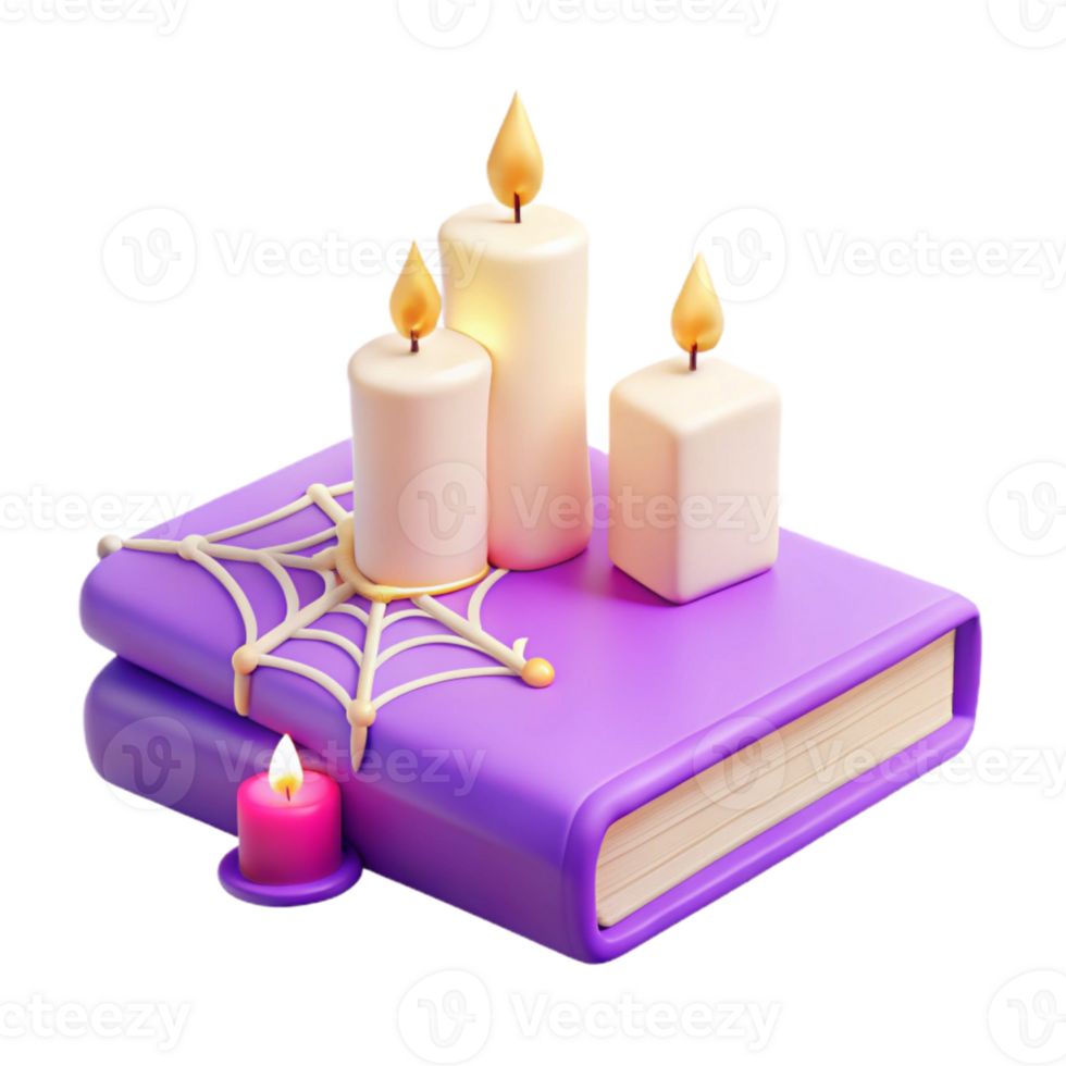 Purple Book with Candles and Spider Web png