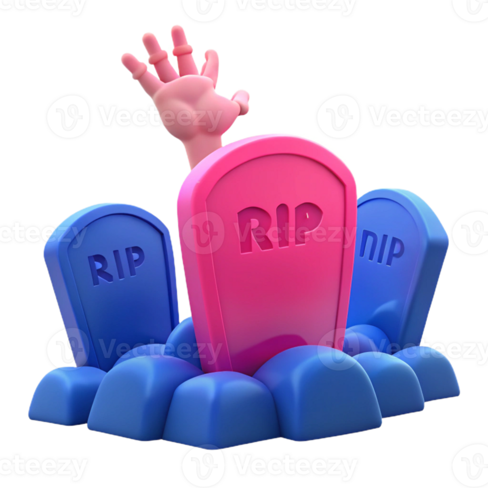 Cartoon Hand Reaching From Grave, 3D Rendering png