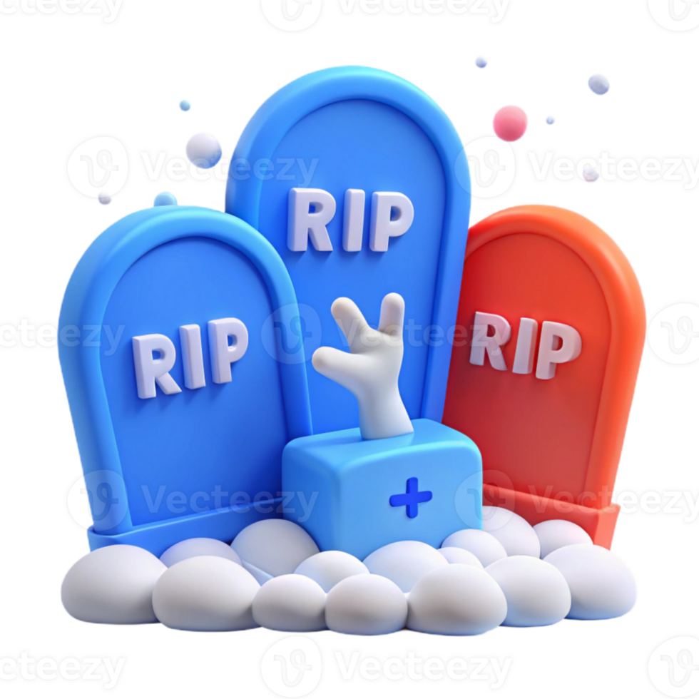 Three RIP Tombstones with Hand Reaching Out png