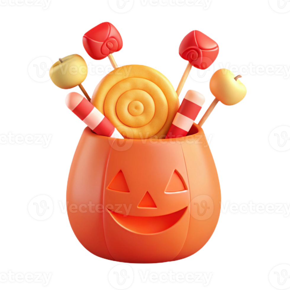 Smiling Pumpkin Filled with Candy png