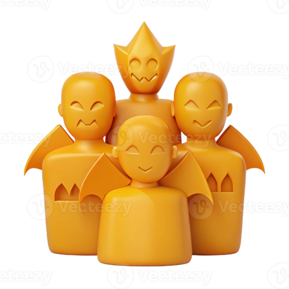 Group of 3D Cartoon Characters with Different Expressions png