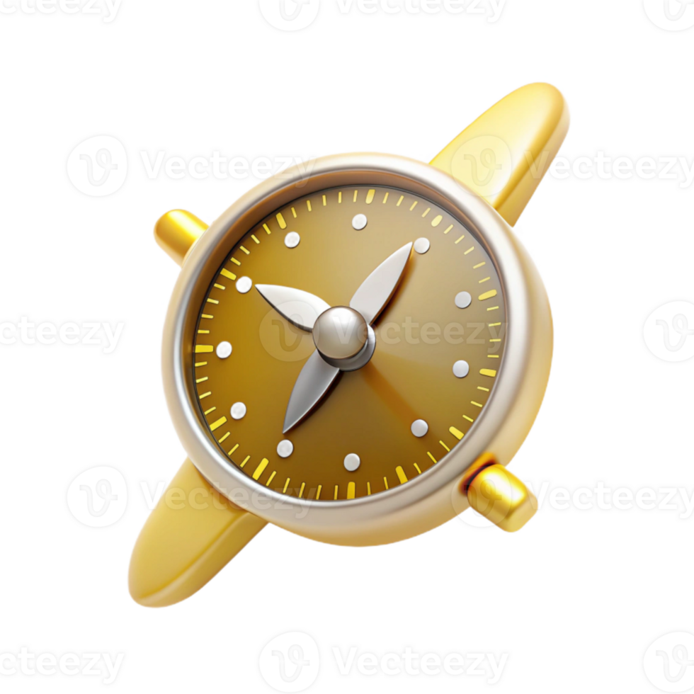Golden Clock with Propeller png