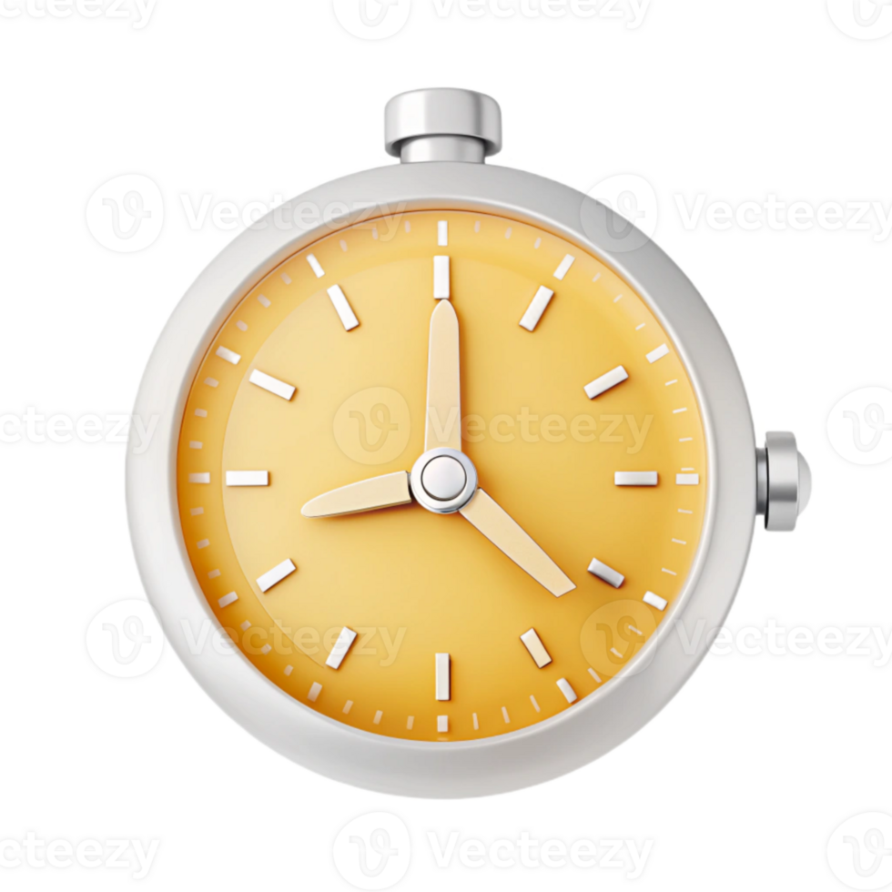 Yellow Clock Face with Silver Frame png