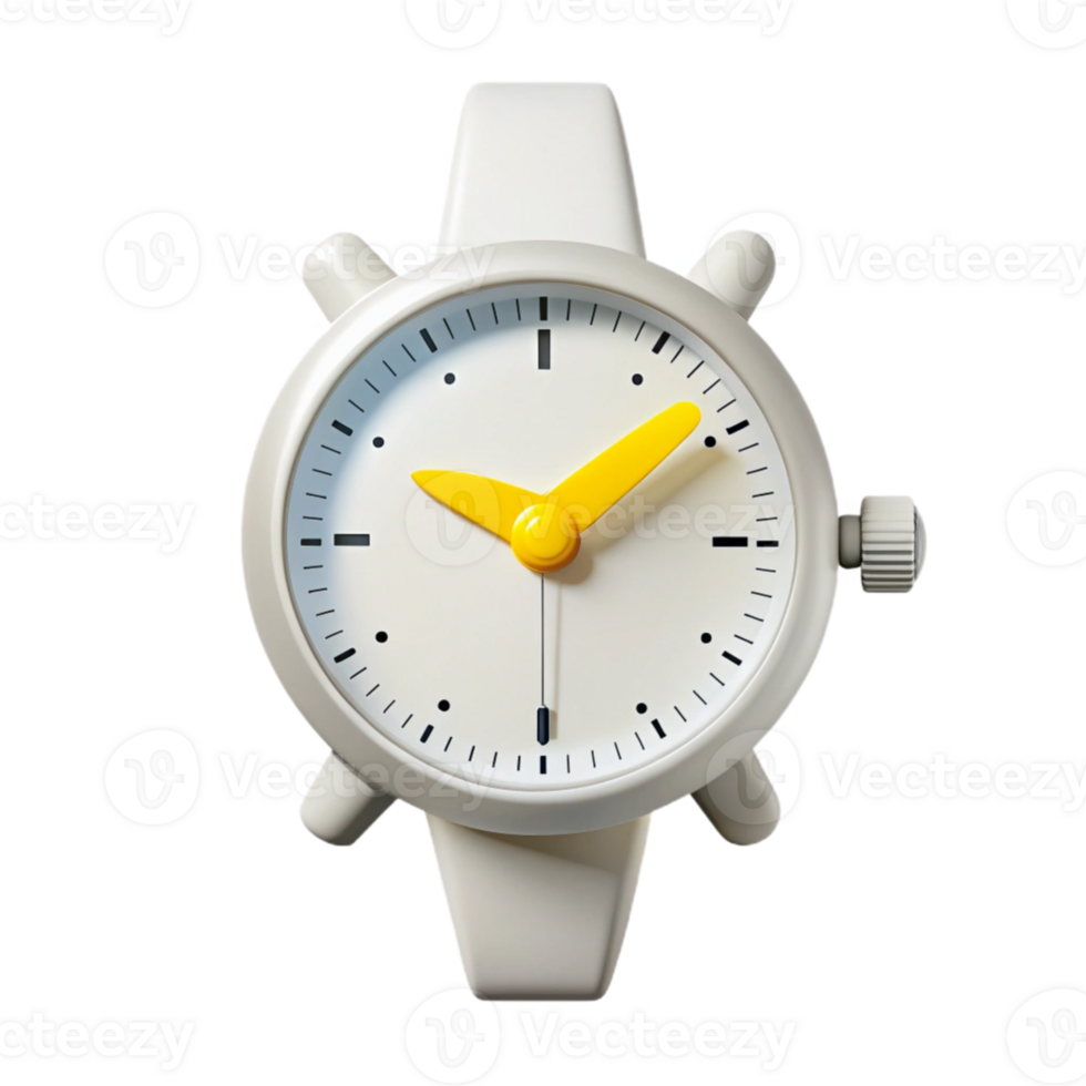 White Wristwatch with Yellow Hour Hand png